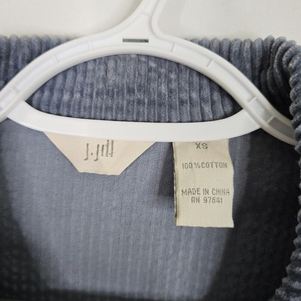 J. JILL Soft Corduroy Shirt Jacket size XS BLUE Preppy 100% Cotton Long Shacket - Picture 4 of 6